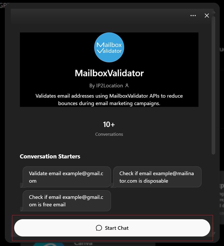 MailboxValidator ChatGPT Bot