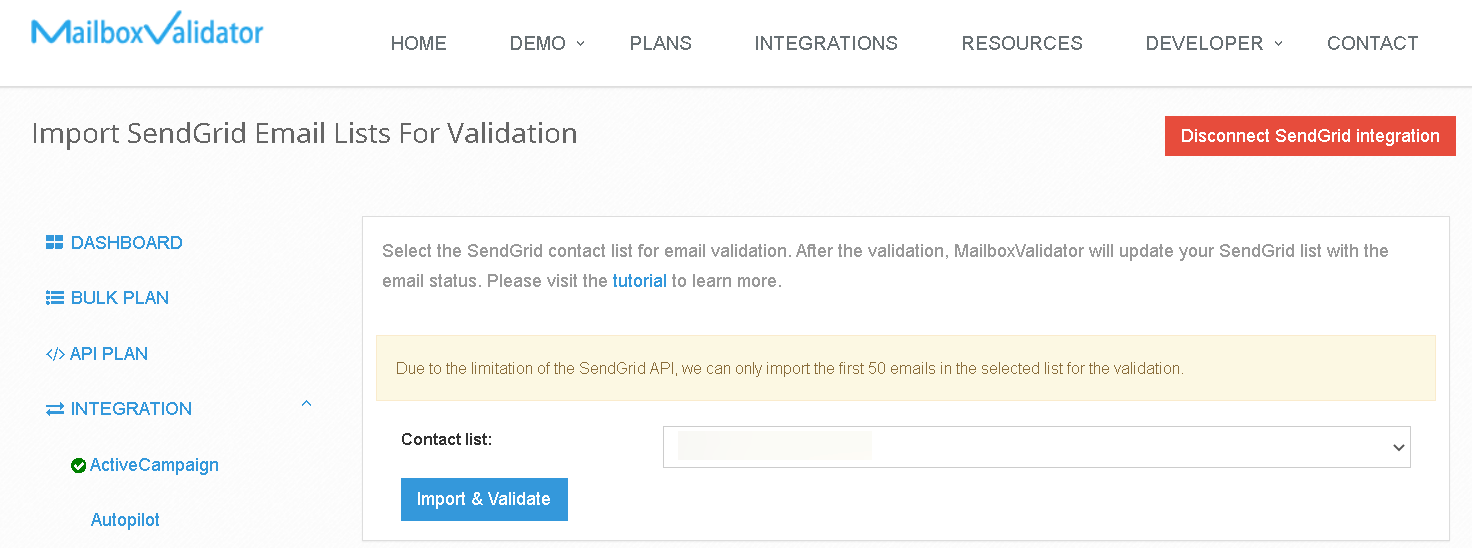 MailboxValidator SendGrid